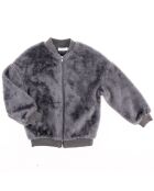 Blouson esprit bomber effet fourrure unie gris