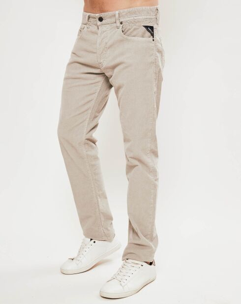 Pantalones de terciopelo gris/beige