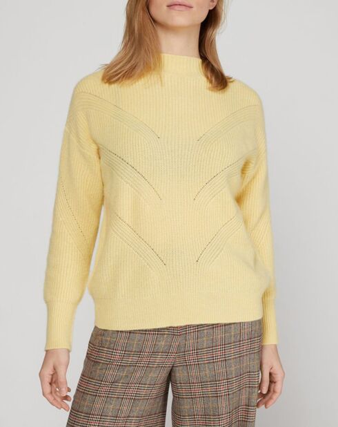 Pull en Cachemire & Alpaga Nadia col montant jaune