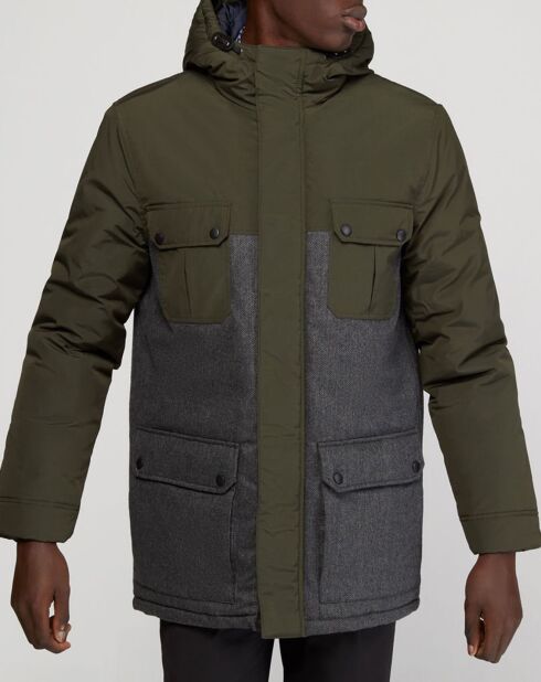 Parka Farkamix bimatière gris/kaki