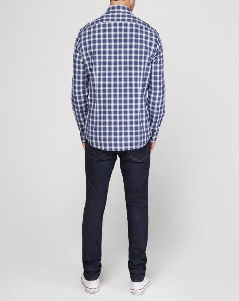 Chemise slim à carreaux bleu/blanc