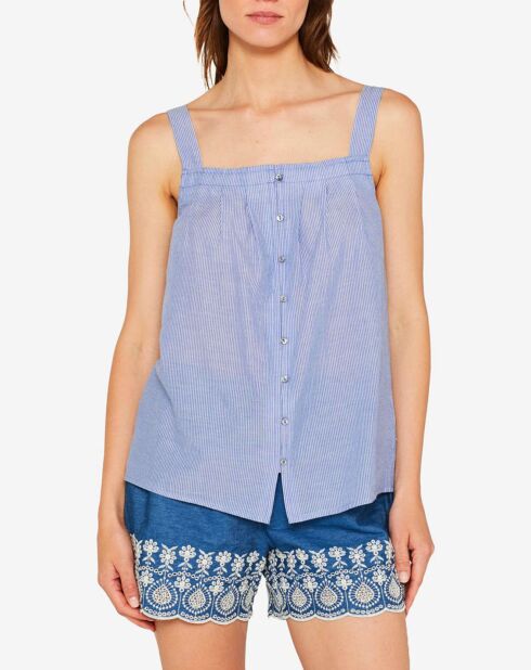 Blauw/witte top met bretels