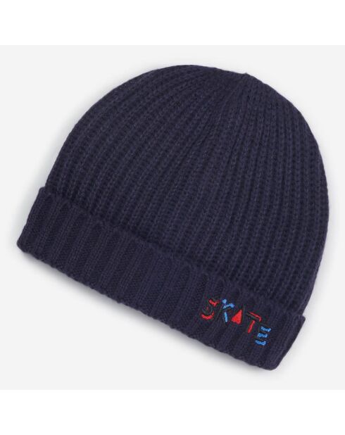 Bonnet Auguste en Maille tricot bleu marine