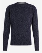 Pull en Laine mélangée chinée bleu marine