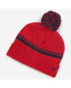 Bonnet Micha en Maille à pompon rouge