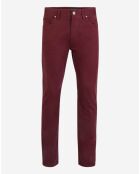 Pantalon stretch droit 5 poches bordeaux