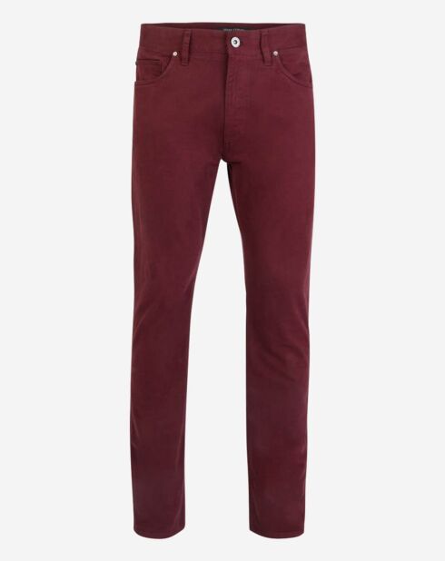 Pantalon stretch droit 5 poches bordeaux