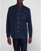 Chemise regular en Velours milleraies bleu marine