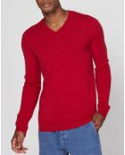 Pull 100% Cachemire Bachve col V rouge