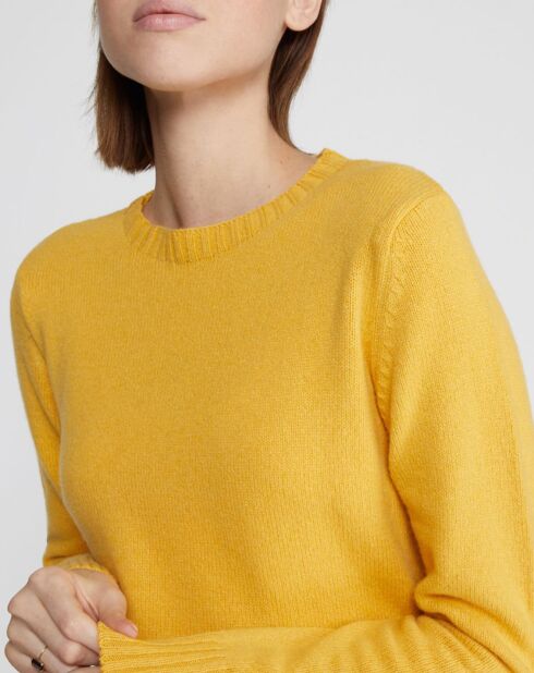 Pull en Cachemire & Laine Nina col rond jaune