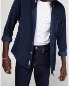 Chemise regular en Velours milleraies bleu marine