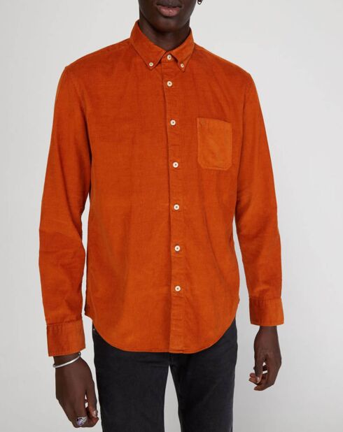 Chemise regular en Velours milleraies orange