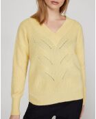 Pull en Cachemire & Alpaga Nala col V jaune