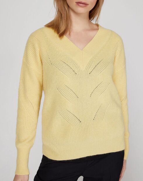 Pull en Cachemire & Alpaga Nala col V jaune