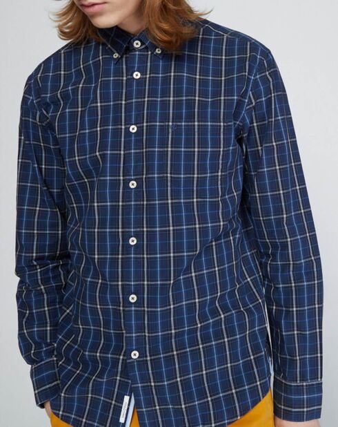 Chemise regular Pocket carreaux bleu/écru