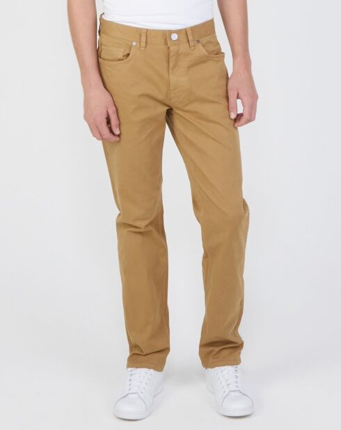 Pantalon stretch droit 5 poches beige