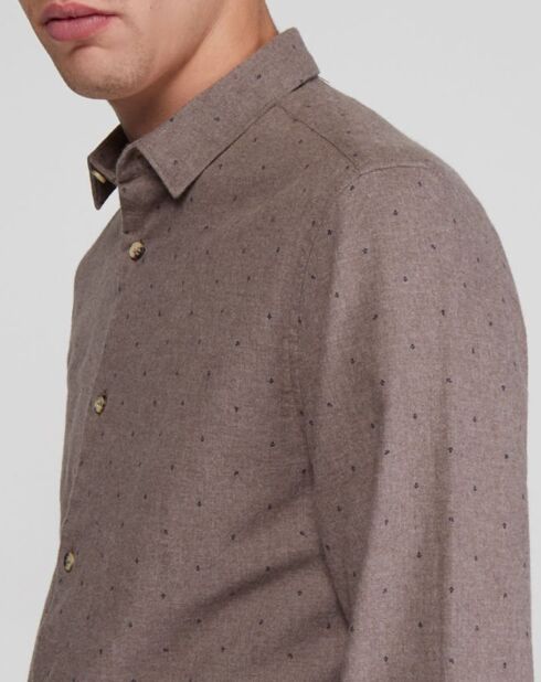 Chemise droite Krint Flannel imprimée taupe