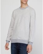 Pull 100% Cachemire Bachray col rond rayé gris clair