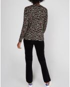 Pull en Coton & Cachemire Nico col rond noir/kaki