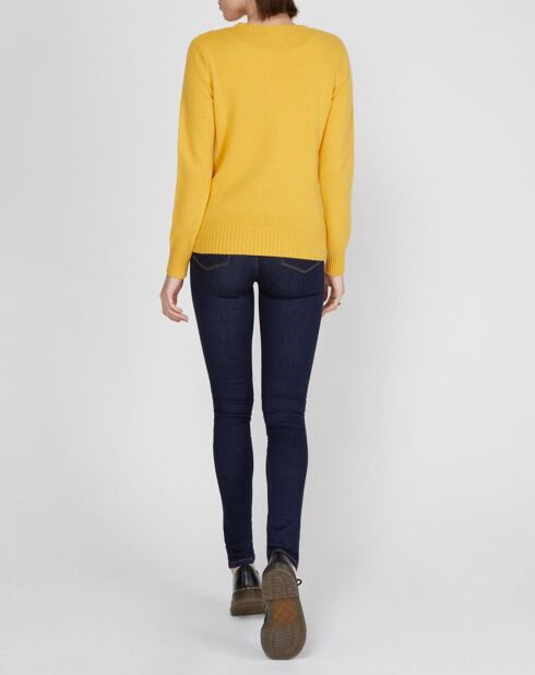 Pull en Cachemire & Laine Nina col rond jaune