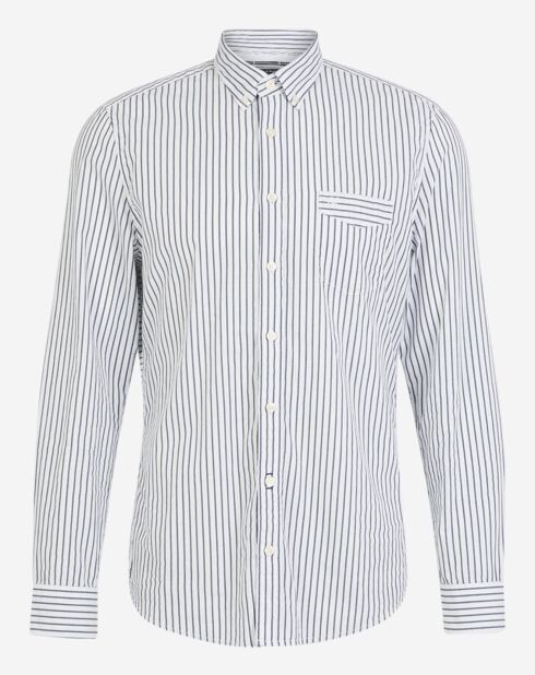 Chemise slim Pocket rayures blanc/gris