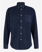 Chemise regular en Velours milleraies bleu marine