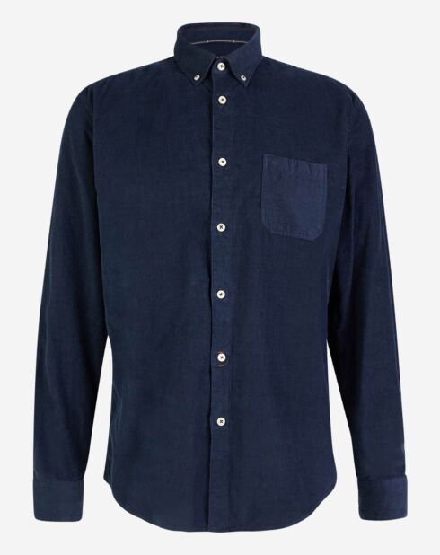 Chemise regular en Velours milleraies bleu marine