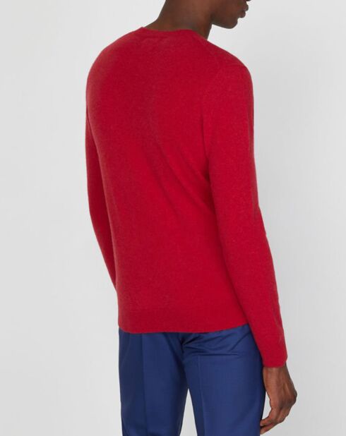 Pull 100% Cachemire Bachron col rond rouge