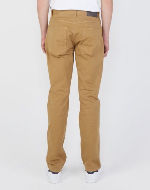 Pantalon stretch droit 5 poches beige