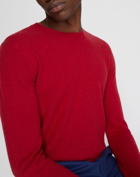 Pull 100% Cachemire Bachron col rond rouge