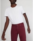 Pantalon stretch droit 5 poches bordeaux