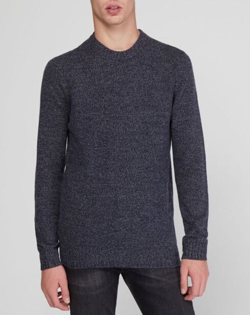 Pull en Cachemire & Laine Begood col rond bleu marine