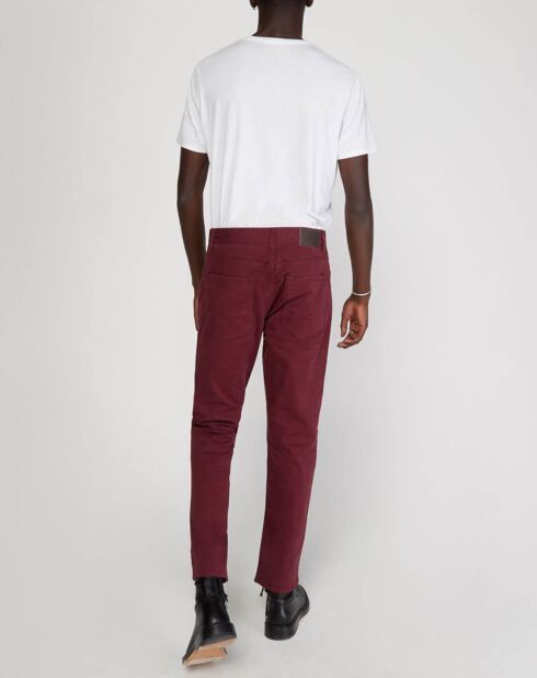 Pantalon stretch droit 5 poches bordeaux