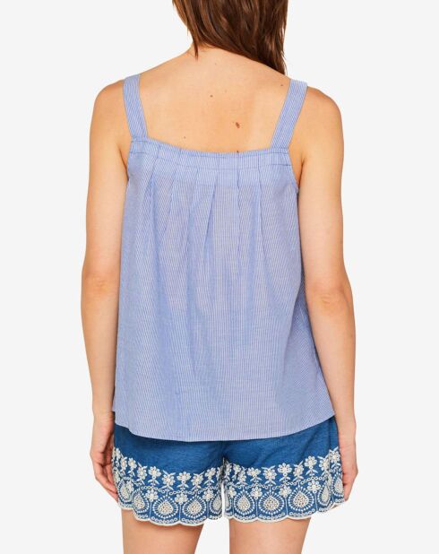 Blauw/witte top met bretels