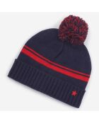 Bonnet Micha en Maille à pompon bleu marine