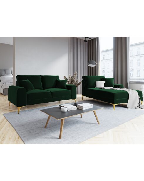 Canapé 2 places velours madara vert bouteille - 172x102x90 cm