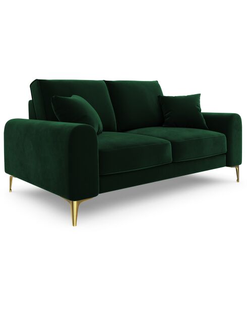 Canapé 2 places velours madara vert bouteille - 172x102x90 cm