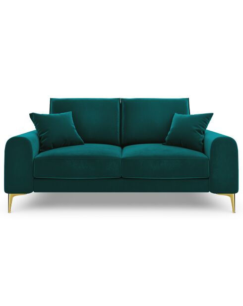 Canapé 2 places velours madara turquoise - 172x102x90 cm