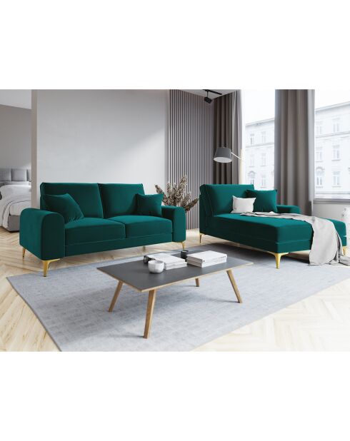 Canapé 2 places velours madara turquoise - 172x102x90 cm