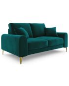 Canapé 2 places velours madara turquoise - 172x102x90 cm