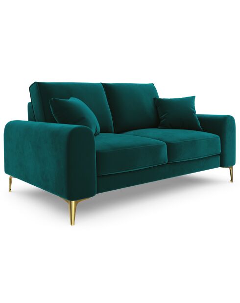 Canapé 2 places velours madara turquoise - 172x102x90 cm