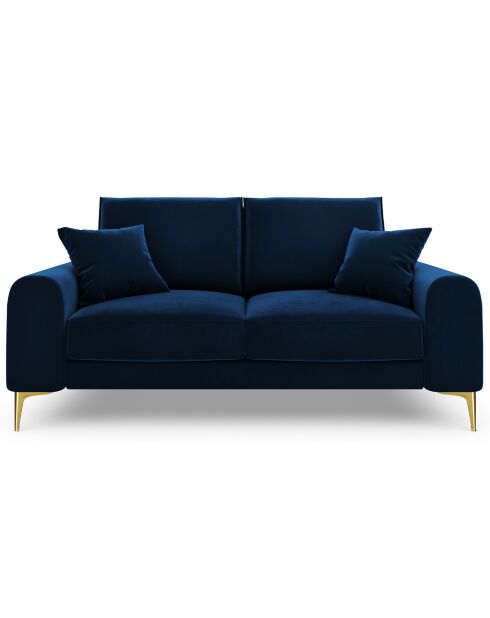 Canapé 2 places velours madara bleu roi - 172x102x90 cm