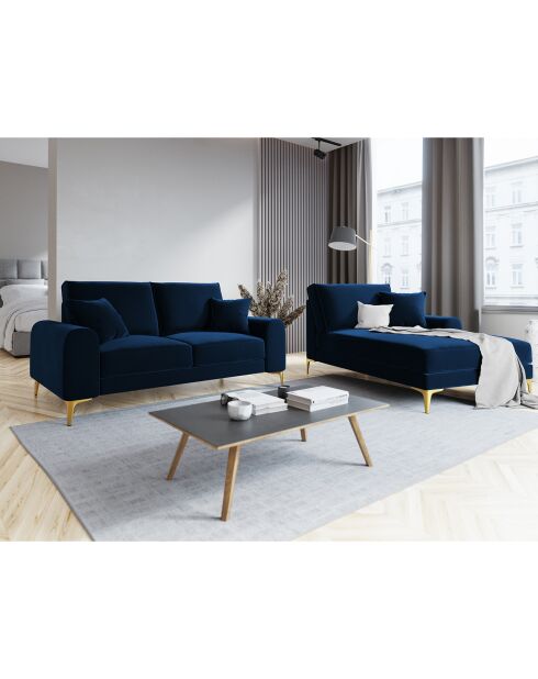 Canapé 2 places velours madara bleu roi - 172x102x90 cm