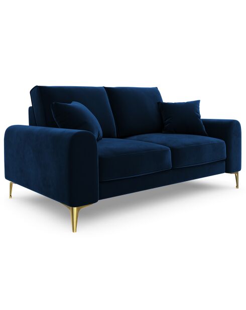 Canapé 2 places velours madara bleu roi - 172x102x90 cm