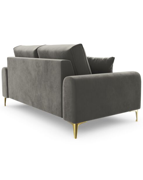 Canapé 2 places velours madara gris - 172x102x90 cm