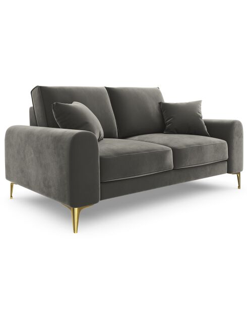 Canapé 2 places velours madara gris - 172x102x90 cm