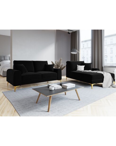 Canapé 2 places velours madara noir - 172x102x90 cm