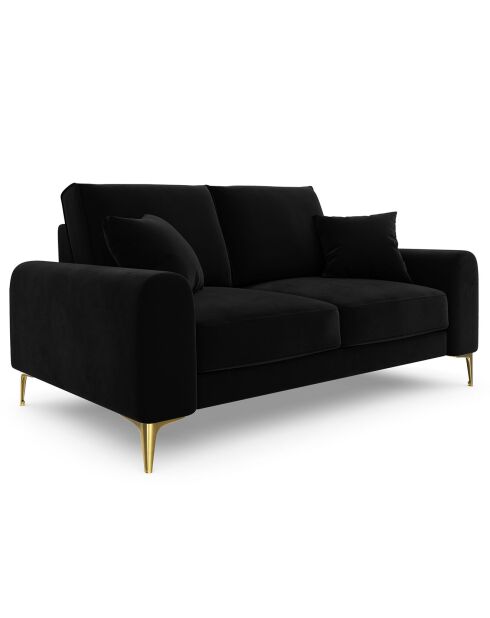 Canapé 2 places velours madara noir - 172x102x90 cm