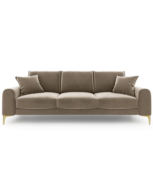 Canapé 3 places velours madara beige - 222x102x90 cm