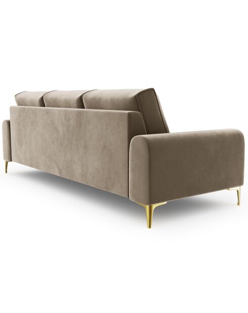 Canapé 3 places velours madara beige - 222x102x90 cm